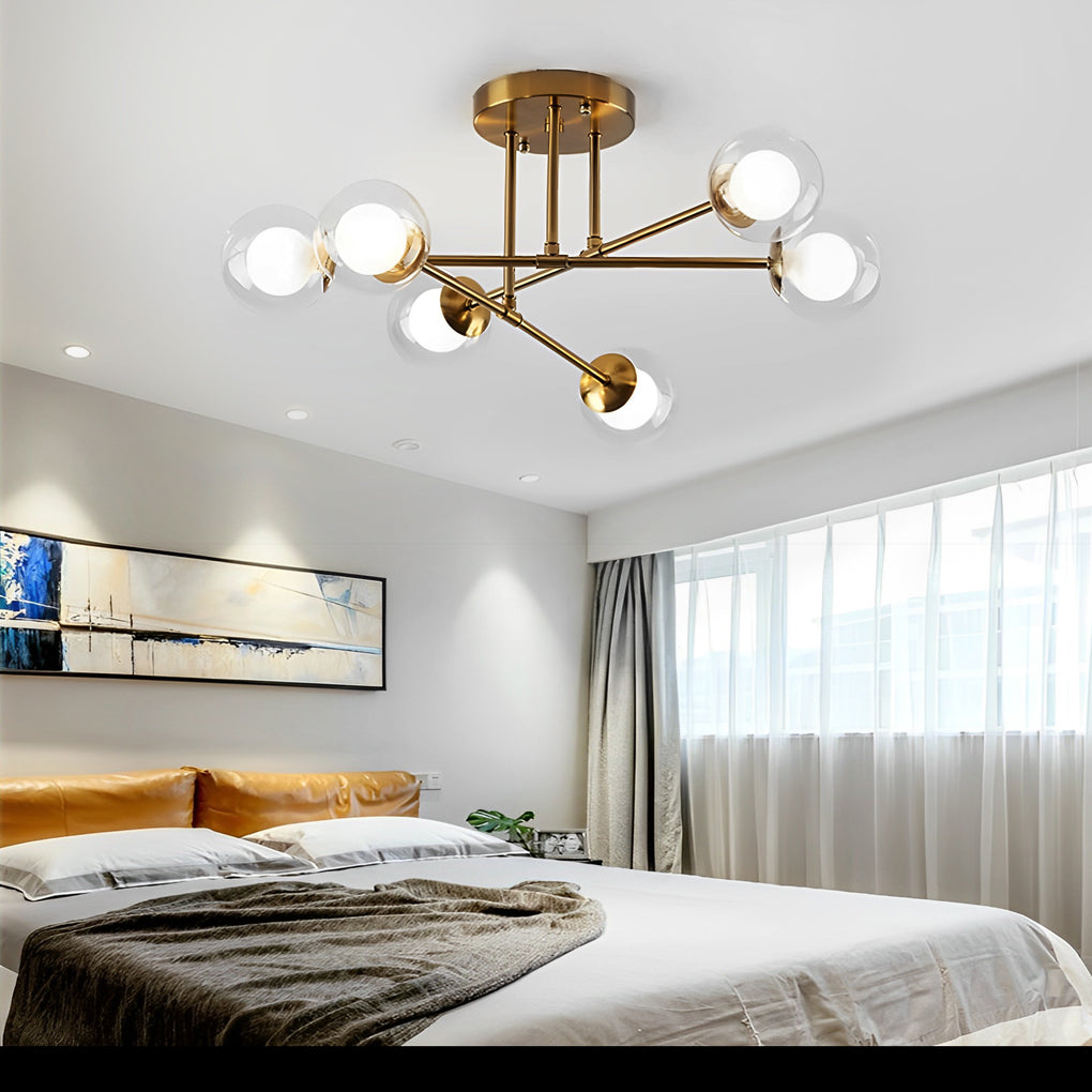 6-Light Glass Sputnik LED Modern Chandelier