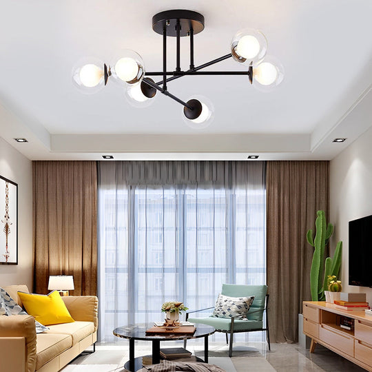 6-Light Glass Sputnik LED Modern Chandelier