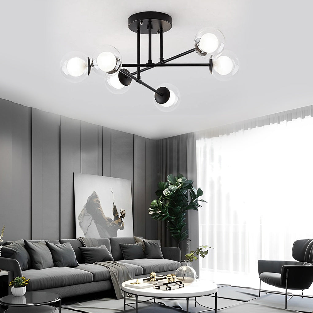 6-Light Glass Sputnik LED Modern Chandelier