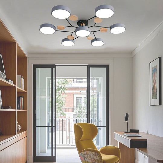 Sputnik – Artistic Metal and Wood Chandelier for Kids Room, Bedroom, and Living Spaces