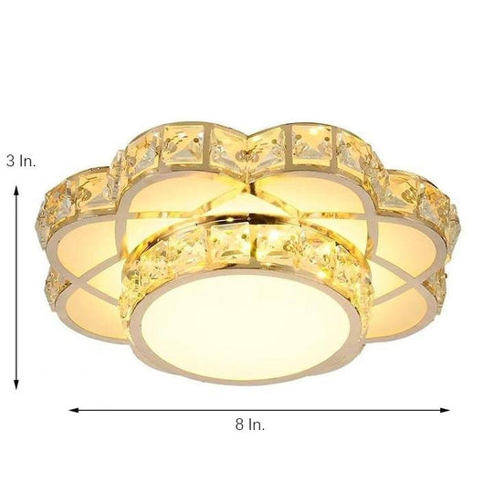 Flower Effect Metal Crystal LED Flush Mount Ceiling Light