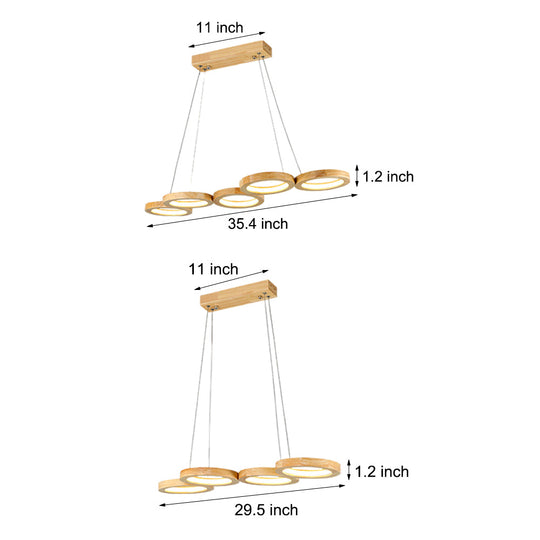 4 Circle Wood Acrylic LED Modern Pendant Light