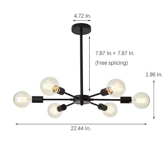 Mid-Century Sputnik Semi-Flush Mount Bedroom Ceiling Light – 6-Light / 8-Light