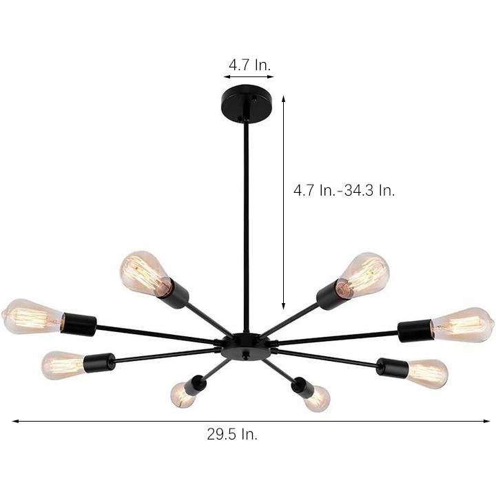 Mid-Century Sputnik Semi-Flush Mount Bedroom Ceiling Light – 6-Light / 8-Light