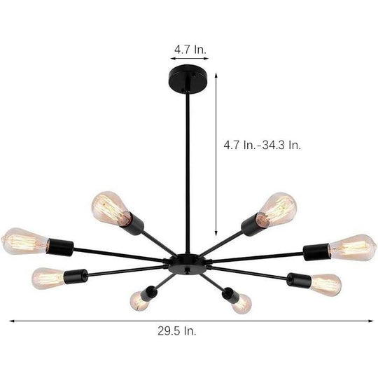 Mid-Century Sputnik Semi-Flush Mount Bedroom Ceiling Light – 6-Light / 8-Light