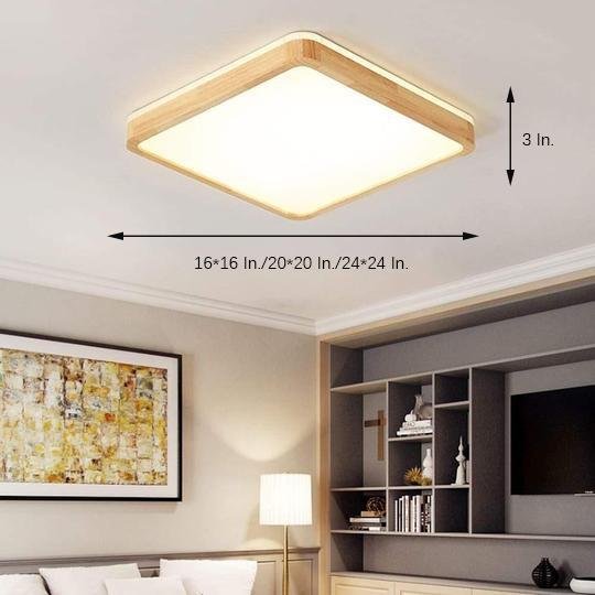 Circular Kitchen Wood Acrylic LED Flush Mount Ceiling Light