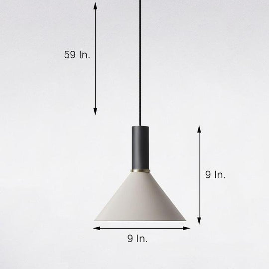 Modernist Cone Shaped Metal Island Pendant Light