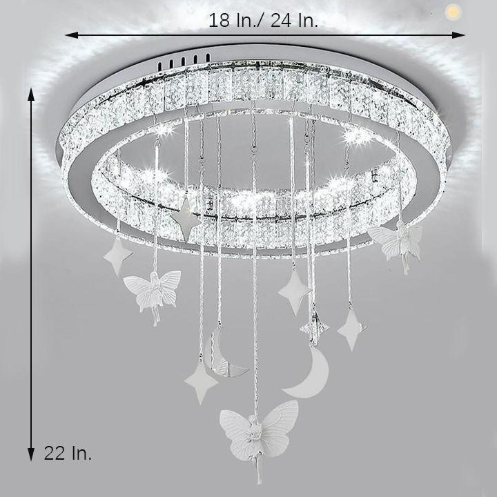 Circular Electroplated Metal Crystal LED Modern Chandelier