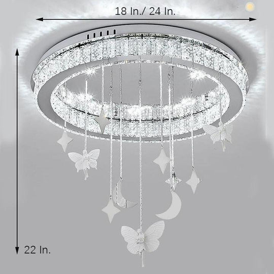 Circular Electroplated Metal Crystal LED Modern Chandelier