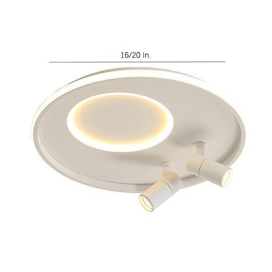 Circle Modern LED Flush Mount Ceiling Light with Dual Spotlights