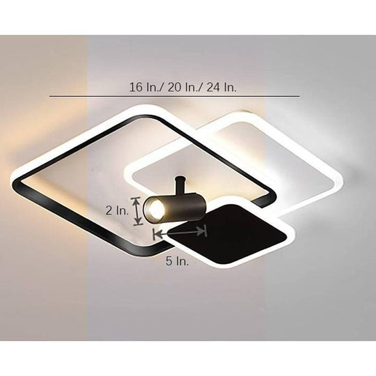 3 Square Metal LED Flush Mount Ceiling Light
