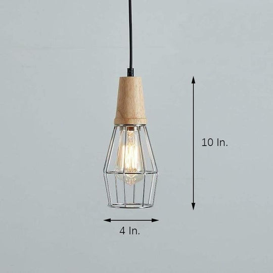 Antique Lantern Vintage Metal Wood LED Pendant Light