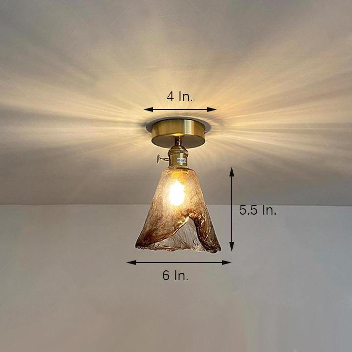 Creative Glass Lantern LED Electroplated Nordic Semi Flush Mount Ceiling Light