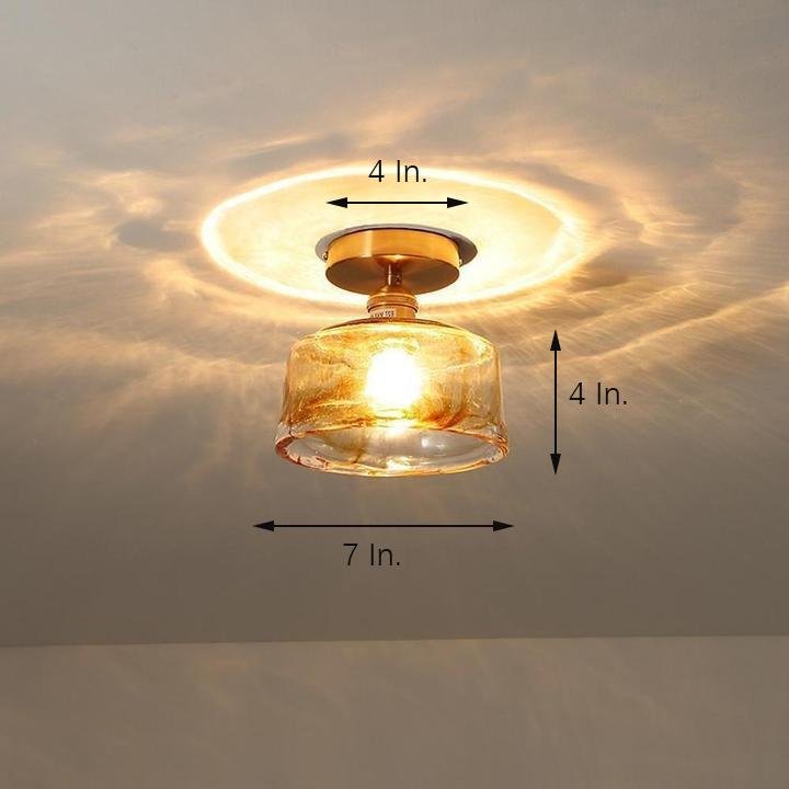 Creative Glass Lantern LED Electroplated Nordic Semi Flush Mount Ceiling Light