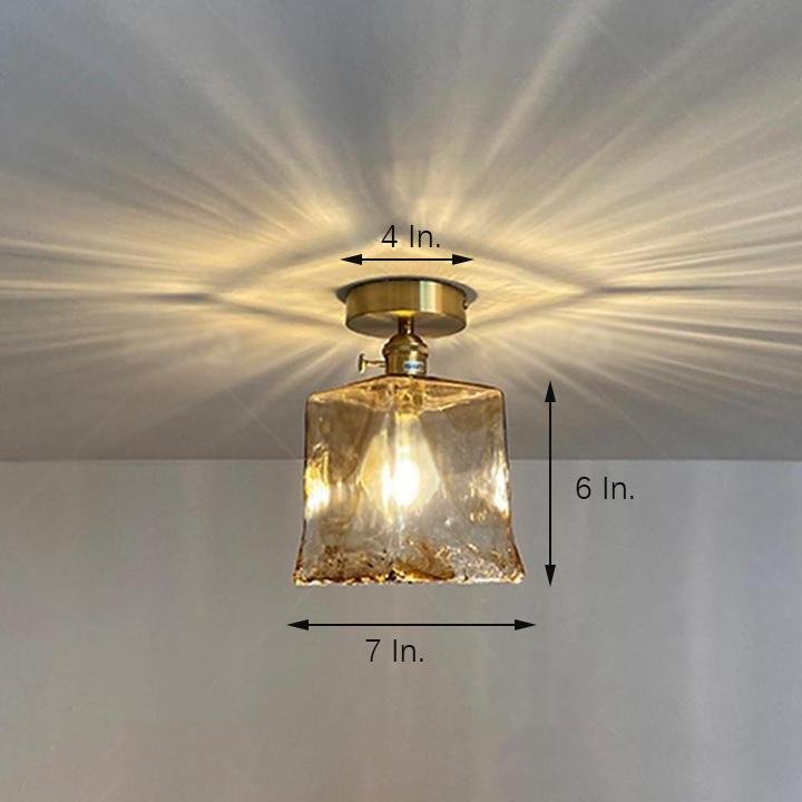 Creative Glass Lantern LED Electroplated Nordic Semi Flush Mount Ceiling Light