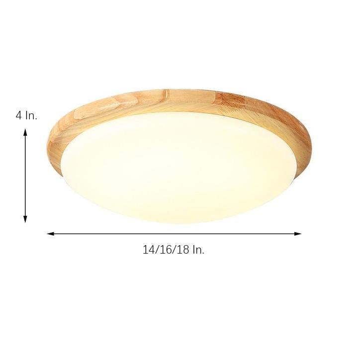 14'' LED Dimmable Wood Flush Mount Ceiling Light – Nordic Bedroom Fixture