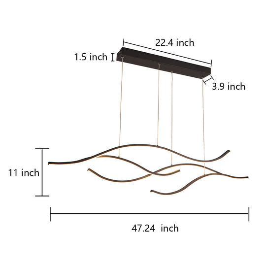 Wave Linear Hanging Branch LED Modern Pendant Light