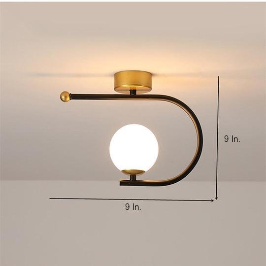 Black Flush Mount Ceiling Light – Curved Globe Traditional Design