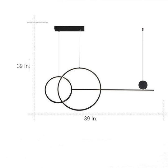 Large Small Circle with Linear Pendant Lighting Modern LED Kitchen Light