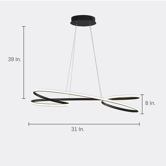 Vintage LED Ribbon Twist Chandelier – Round Wave Shaped Design