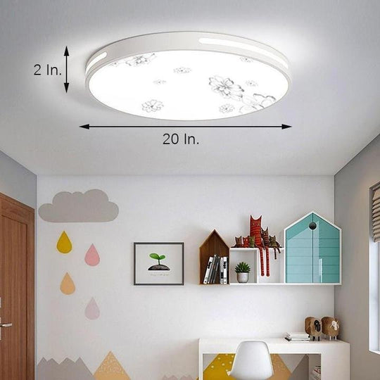 Round Plant Pattern LED Flush Mount Ceiling Light