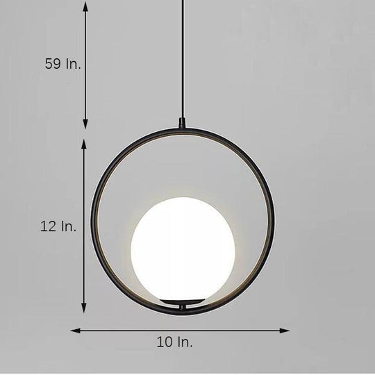Modern Metal Circle Glass Globe Pendant Ceiling Light
