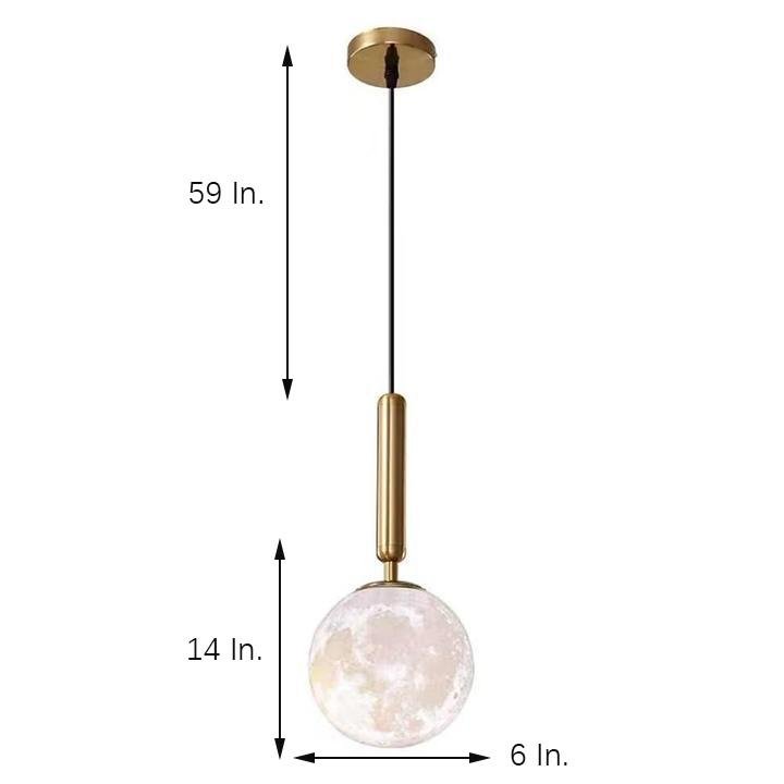 Modern Moon Globe Pendant Light Metal Acrylic Ceiling Light