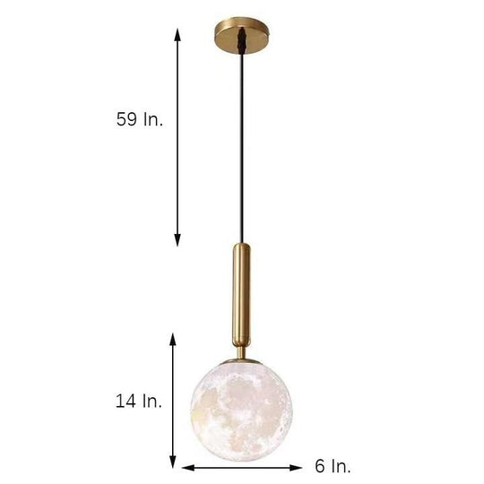Modern Moon Globe Pendant Light Metal Acrylic Ceiling Light