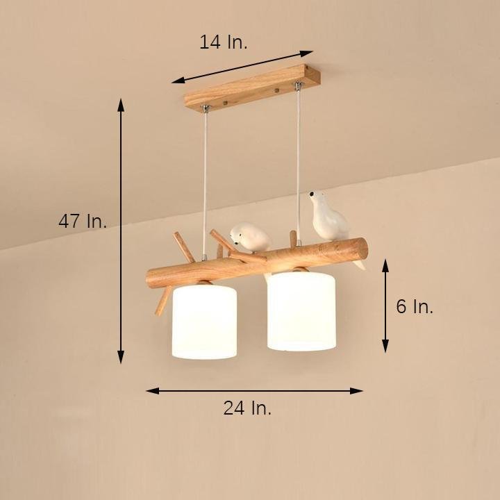 Rustic Adjustable Wood and Glass Pendant Light