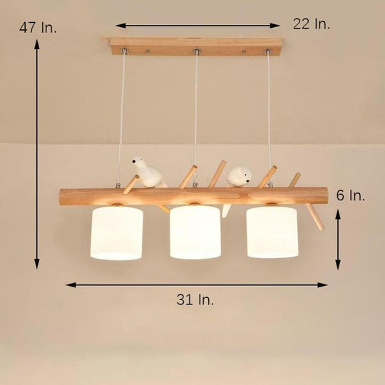 Rustic Adjustable Wood and Glass Pendant Light