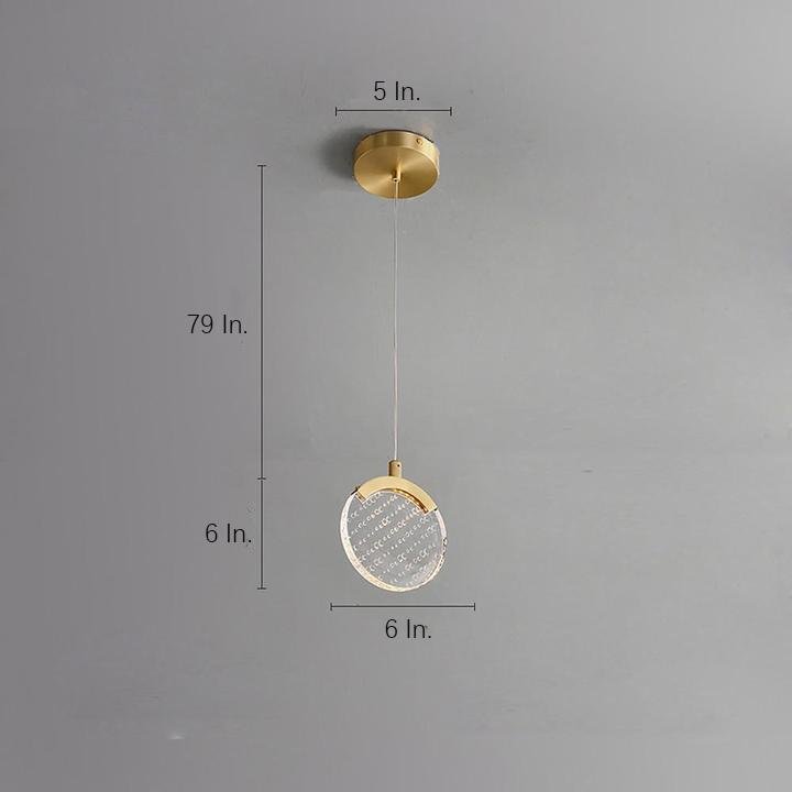 Artistic Circular Acrylic Copper LED Pendant Light
