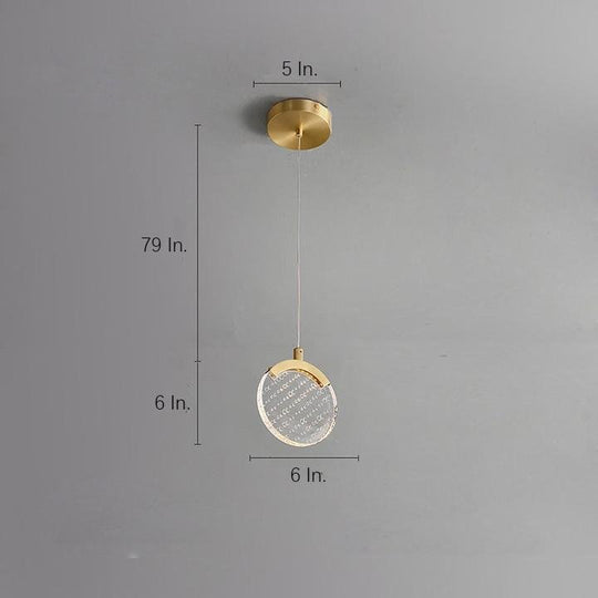 Artistic Circular Acrylic Copper LED Pendant Light