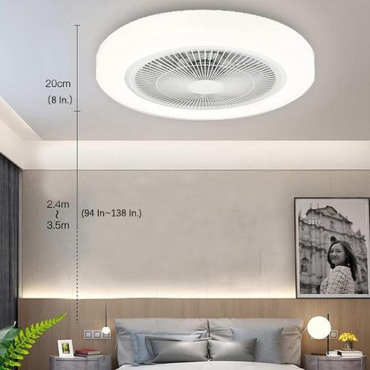 Rounded Linear Flush Mount Bladeless Ceiling Fan with LED Light