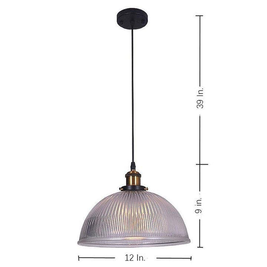 Electroplated Metal Glass Bowl-Shaped LED Vintage Pendant Light