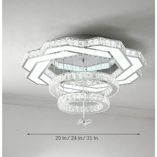 Ambient Crystal LED Flush Mount Light – 20" / 24" / 31"