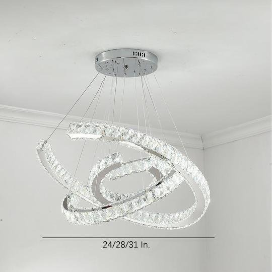 Wave LED Crystal Stainless Steel Chandelier