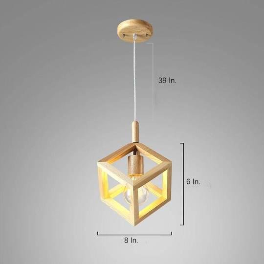 Adjustable Wood Square LED Modern Pendant Light