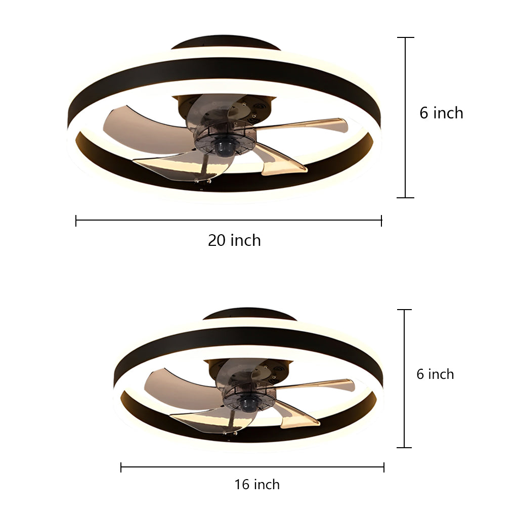 16'' Circular Dimmable Modern LED Ceiling Fan Light (Flush Mount)