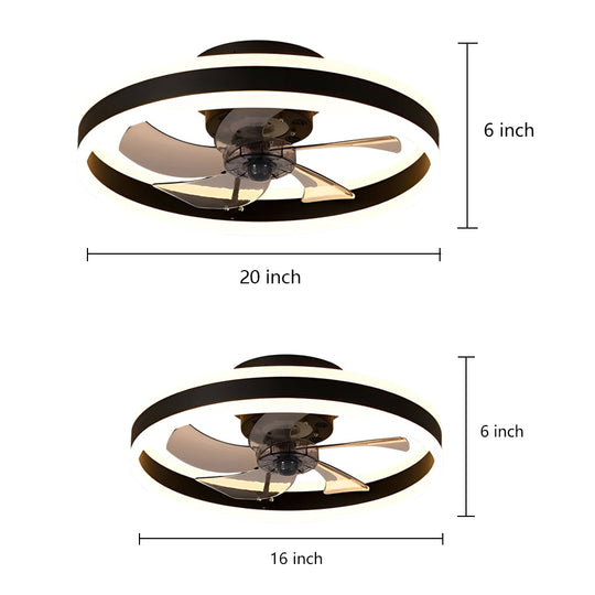 16'' Circular Dimmable Modern LED Ceiling Fan Light (Flush Mount)