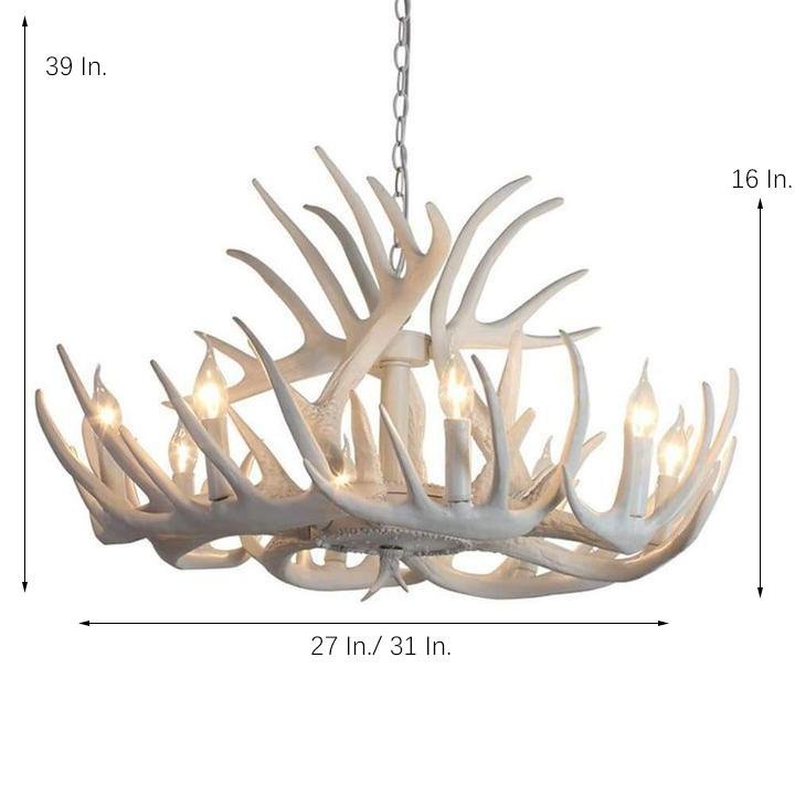 Vintage White Antler LED Chandelier – 4 / 6 / 8 Lights