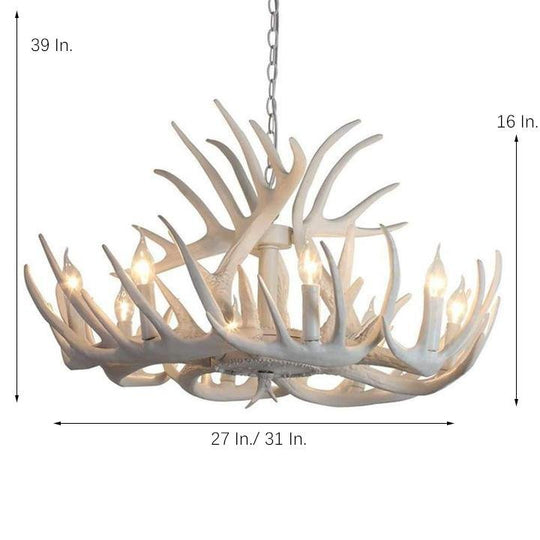Vintage White Antler LED Chandelier – 4 / 6 / 8 Lights