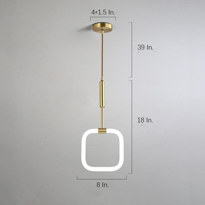 Square Pendant Light Copper Acrylic Geometrical LED Ceiling Light