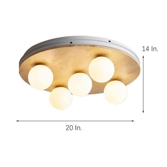 Nordic 5-Light Round Plane Bubble LED Flush Mount Ceiling Light