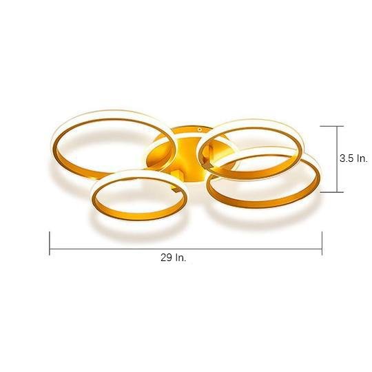 4 Circle Artistic Gold Flush Mount Metal LED Ceiling Light