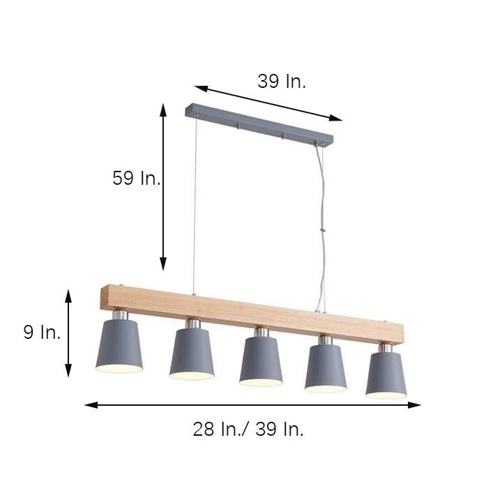 Row of Lights Farmhouse Pendant Light Metal & Wood Pendant Lighting