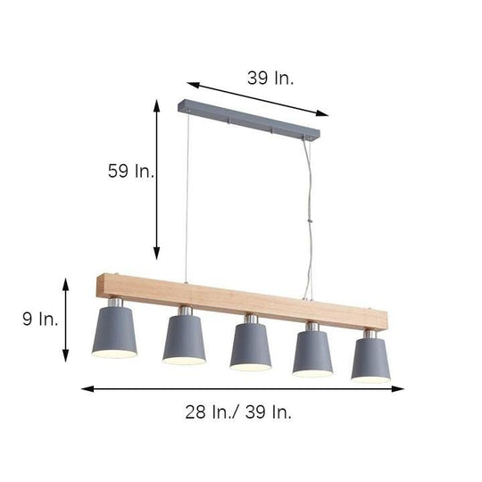 Row of Lights Farmhouse Pendant Light Metal & Wood Pendant Lighting