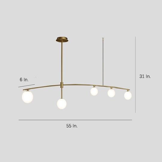Curved Line Design 9-Light Glass LED Gold Modern Chandelier Ceiling Light