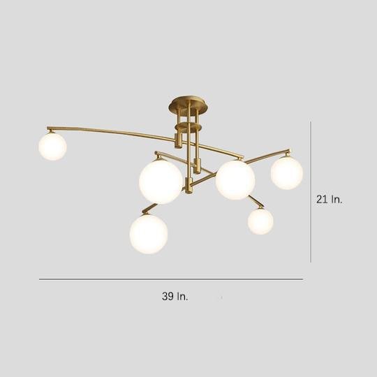 Curved Line Design 9-Light Glass LED Gold Modern Chandelier Ceiling Light