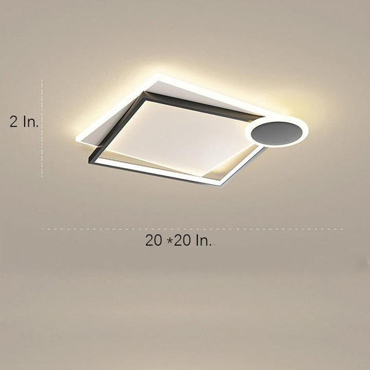 Squares & Circle Offset LED Flush Mount Ceiling Light – Modern Bedroom Fixture