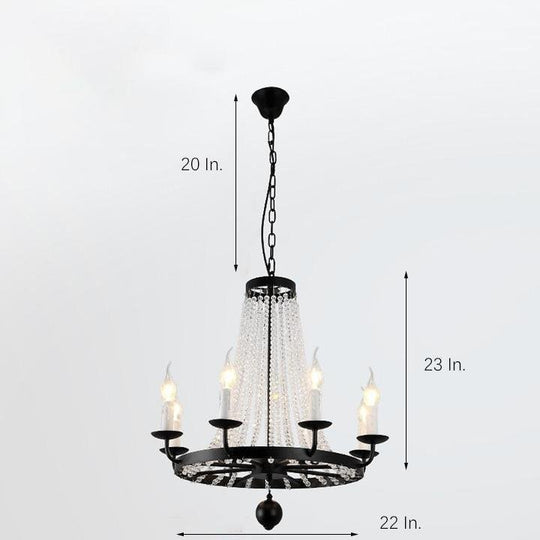 Empire Wagon Wheel Chandelier with Crystal Accents – 8/10/12 Lights